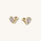 18K Gold Double Heart Pavé Earrings