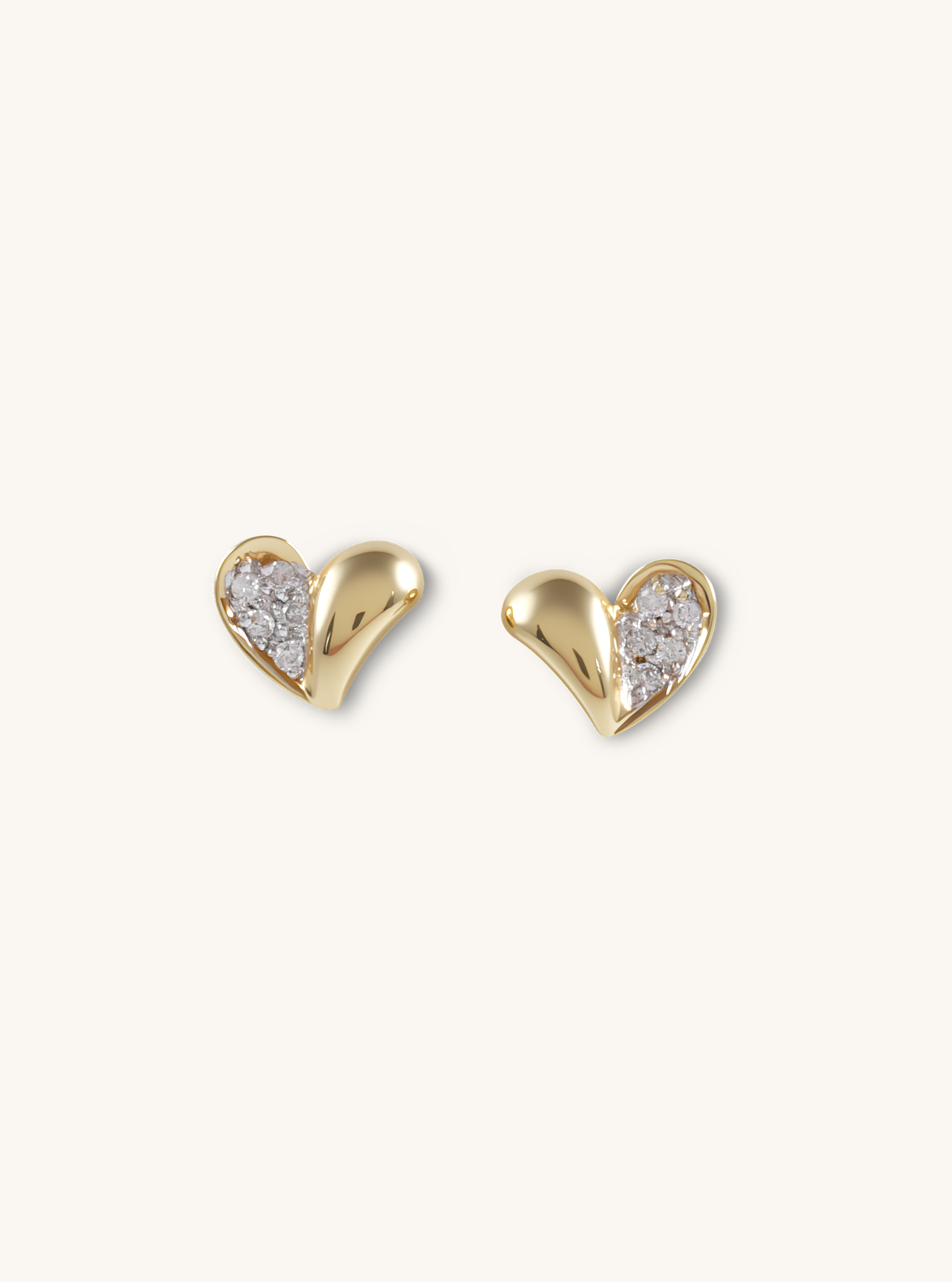 18K Gold Double Heart Pavé Earrings