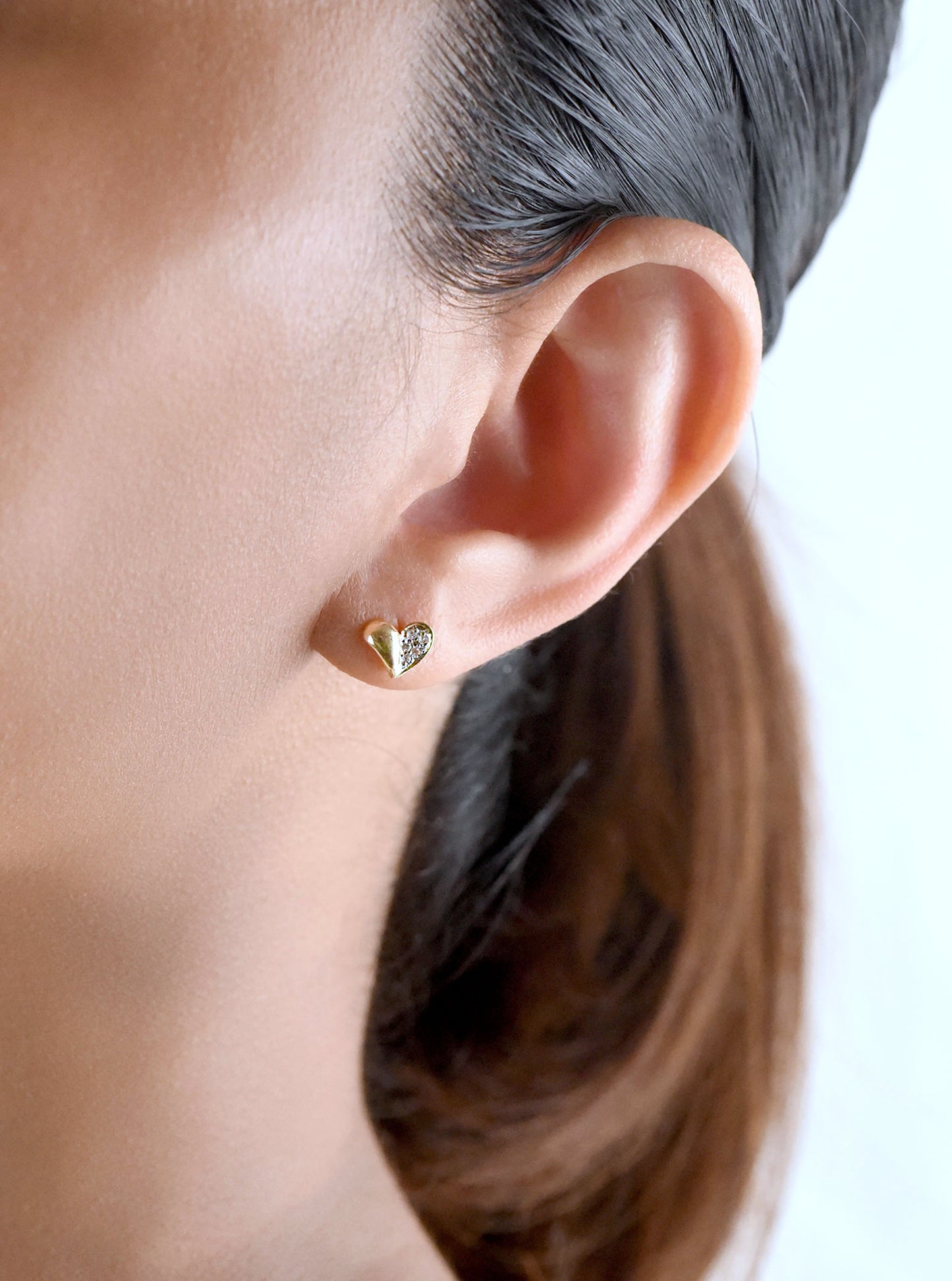 18K Gold Double Heart Pavé Earrings