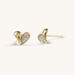 18K Gold Double Heart Pavé Earrings