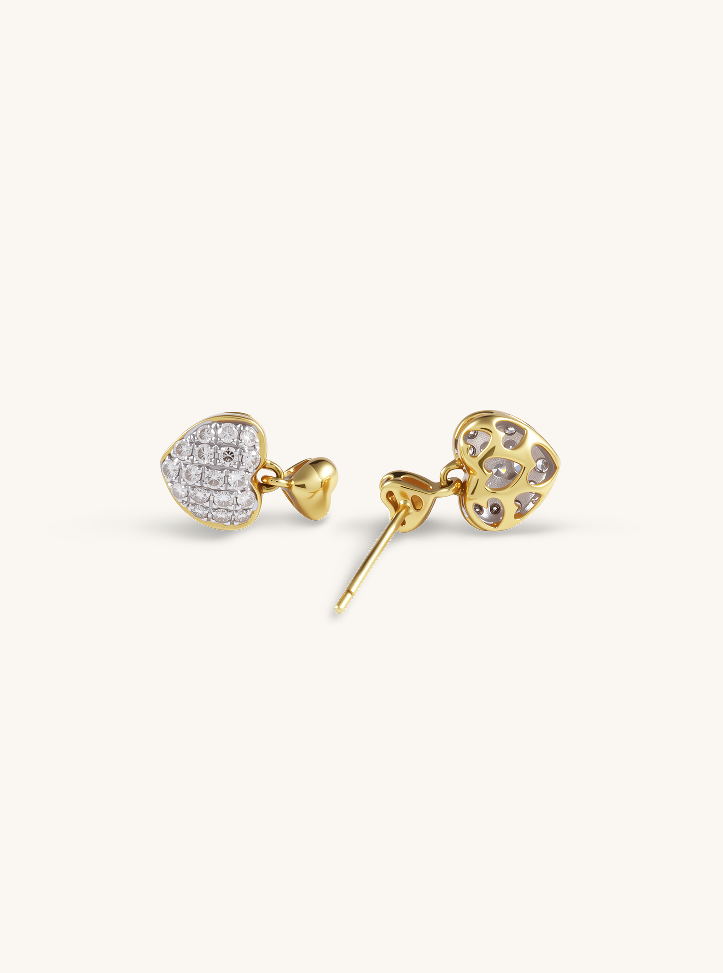Double Heart Diamond Drop Earring