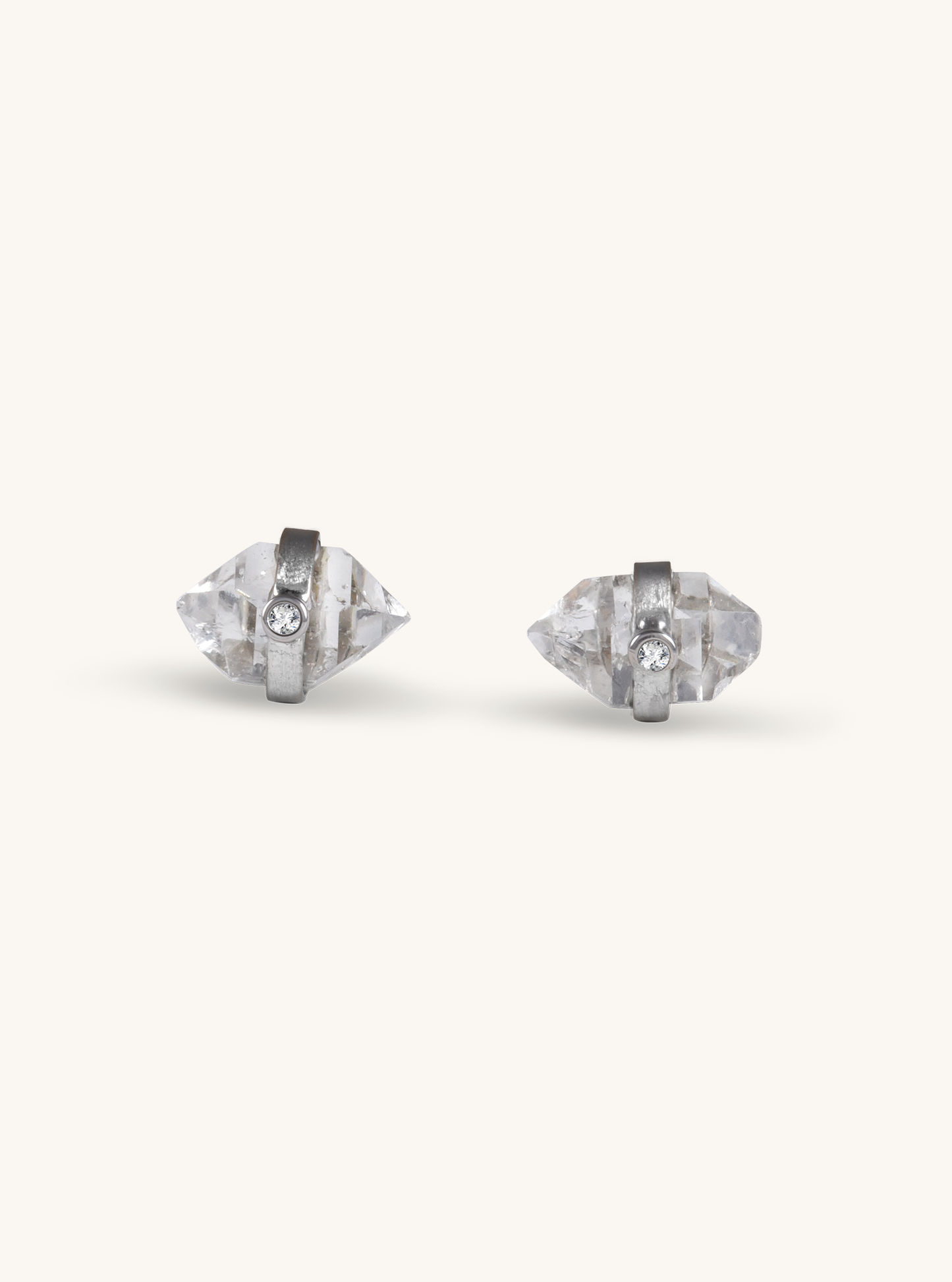 18K Solid White Gold Lumière Herkimer Earrings