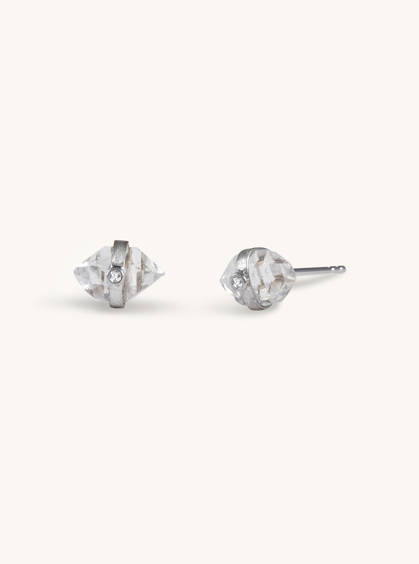 18K Solid White Gold Lumière Herkimer Earrings