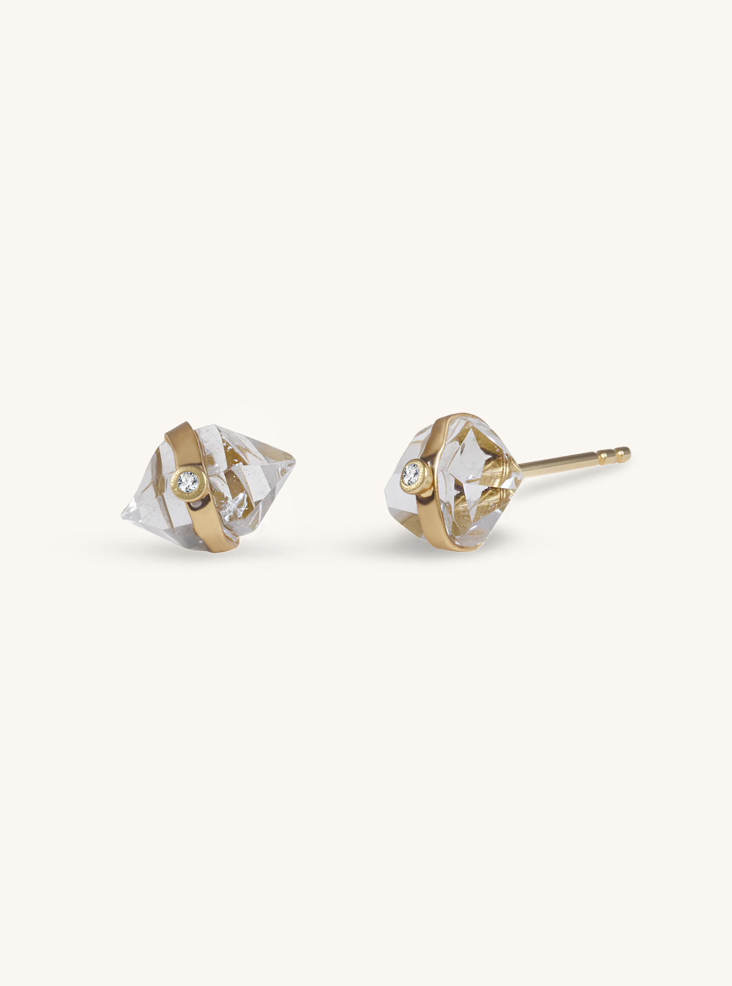 18k Solid Gold Lumière Herkimer Earrings