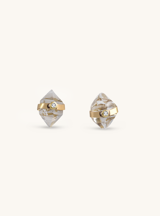 18k Solid Gold Lumière Herkimer Earrings