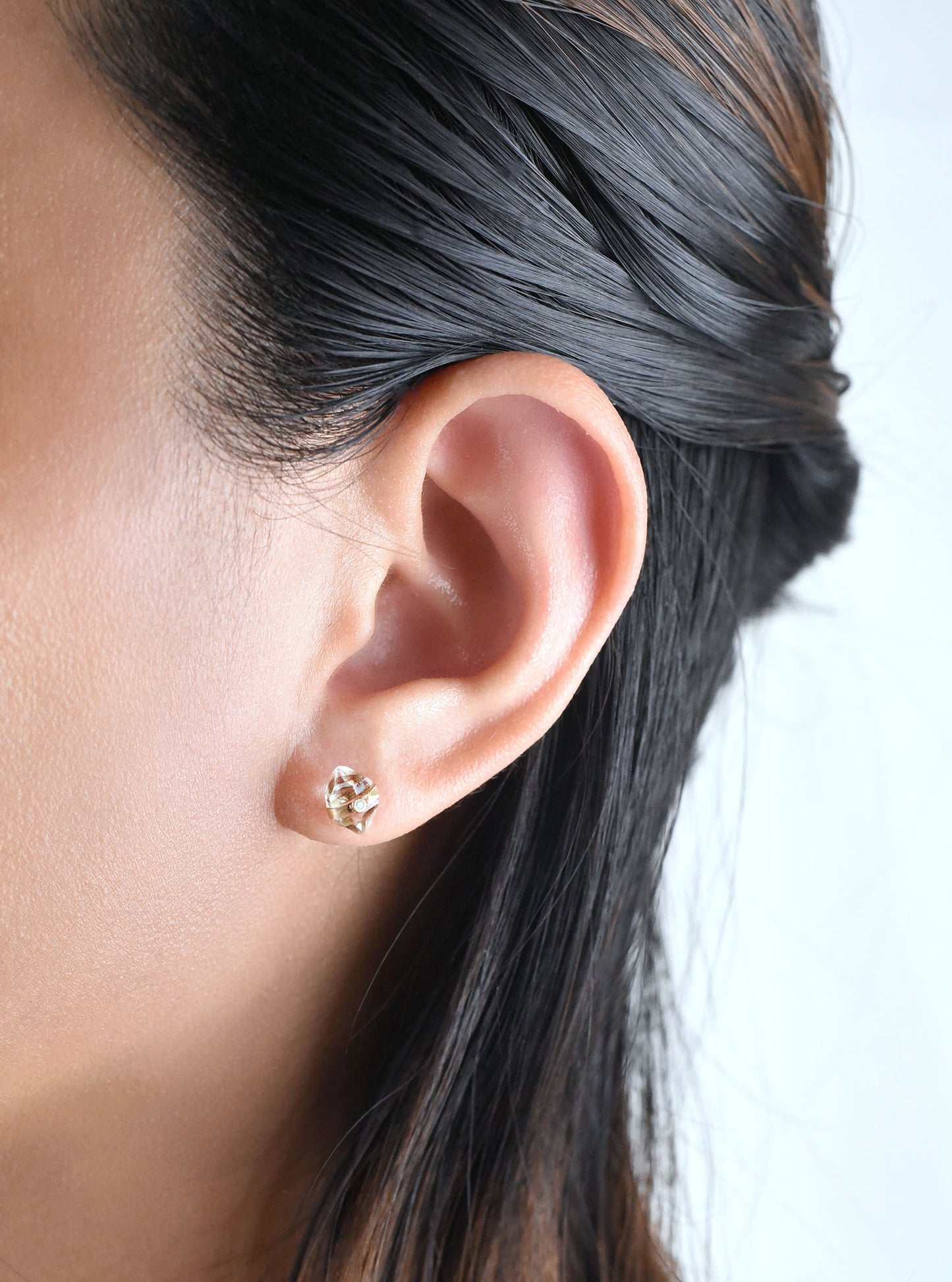 18k Solid Gold Lumière Herkimer Earrings