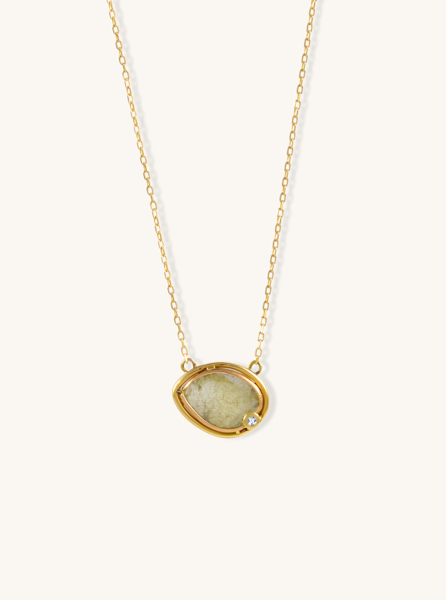 Natural Diamond Slice Pendant in 18K Gold