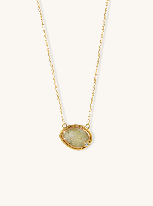 Natural Diamond Slice Pendant in 18K Gold
