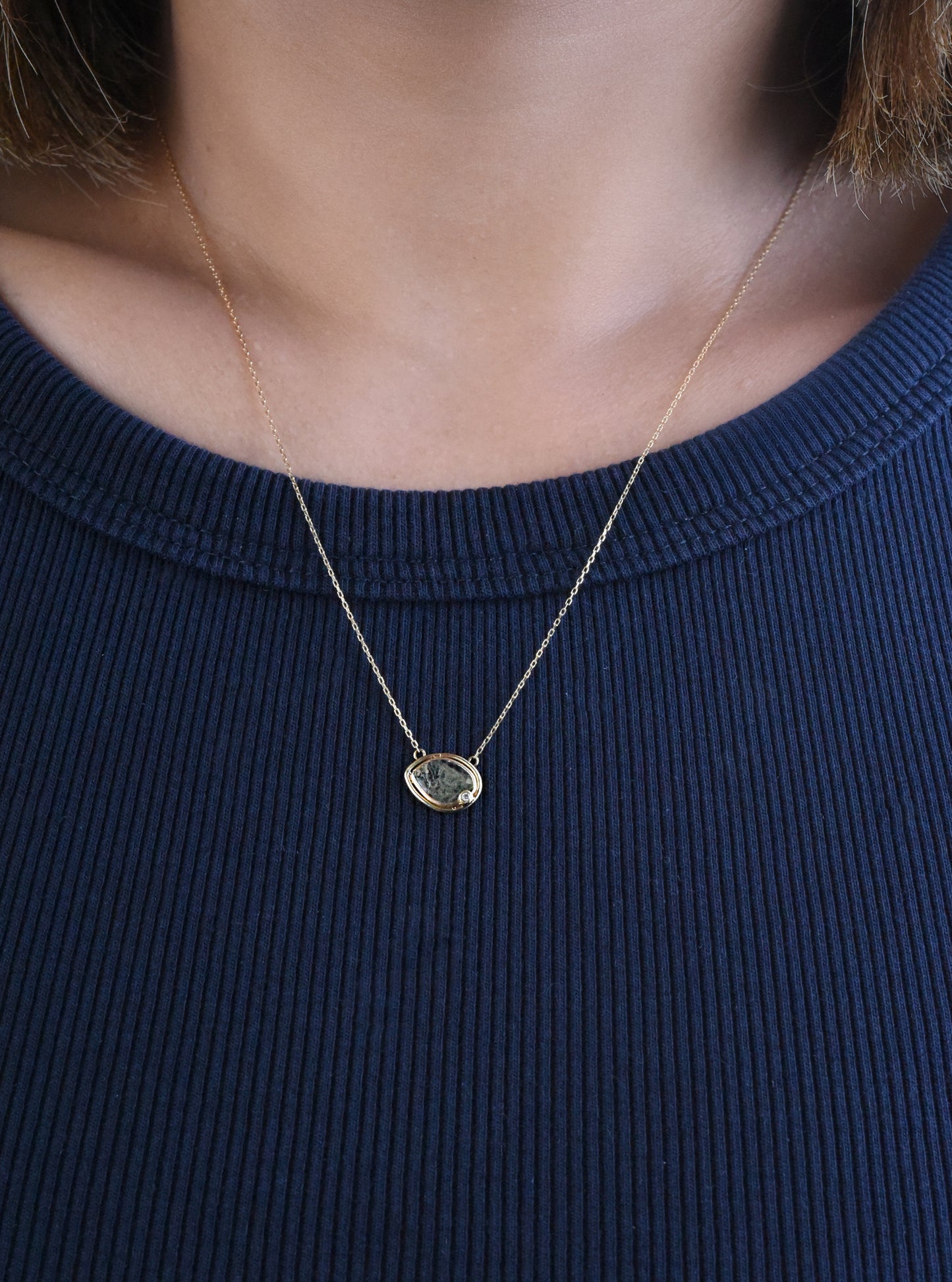 Natural Diamond Slice Pendant in 18K Gold