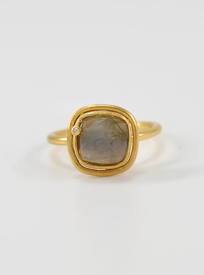 Handcrafted Gemstone Ring with Diamond