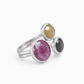 Triple Natural Sapphire CZ Ring