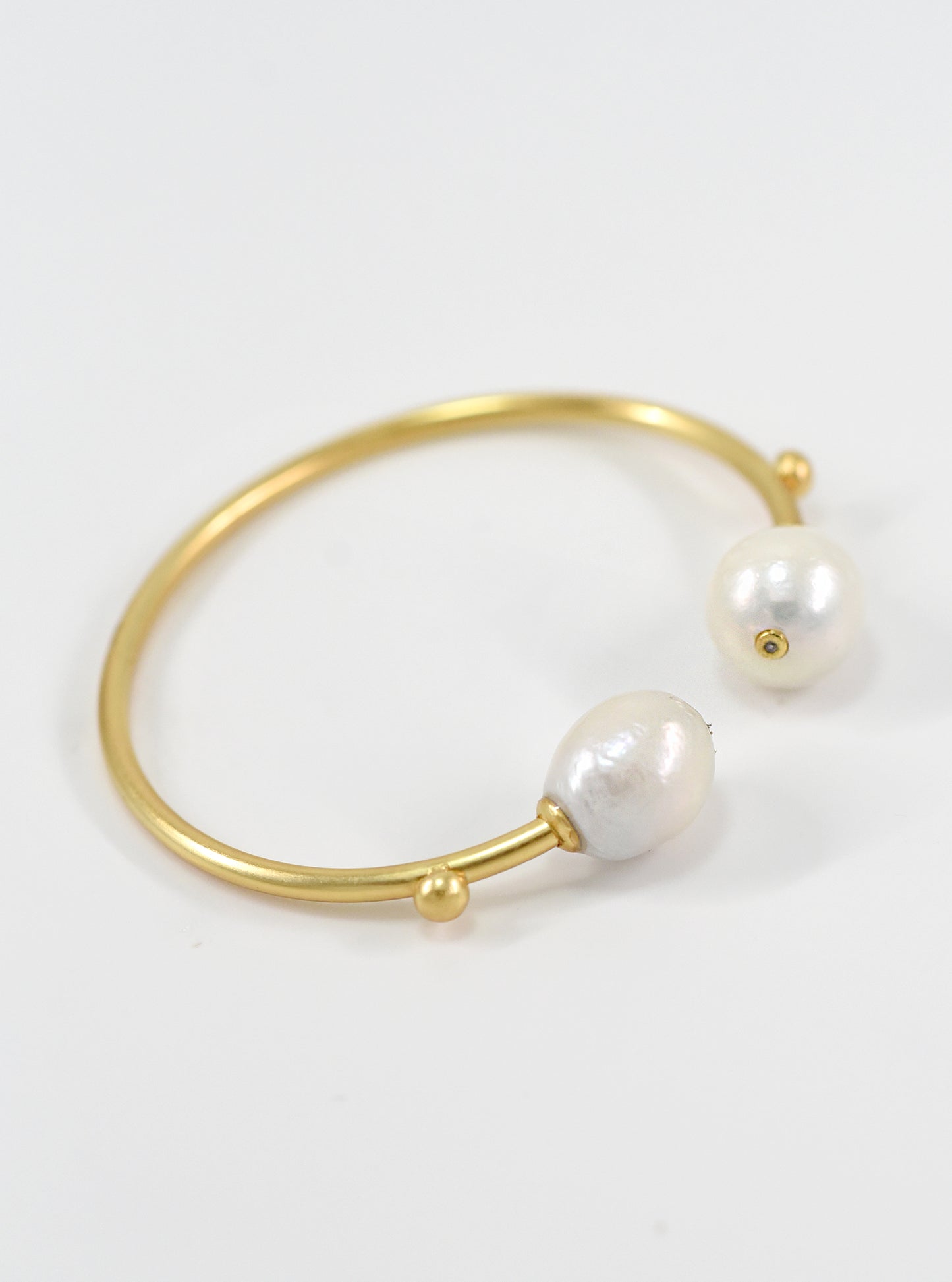 Hand Crafted Double Baroque Pearl Minimalist Bangle