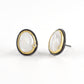 Egg Shape Mother of Pearl Stud with CZ Earring