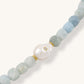 Aquamarine Necklace with Natural Baroque Pearl