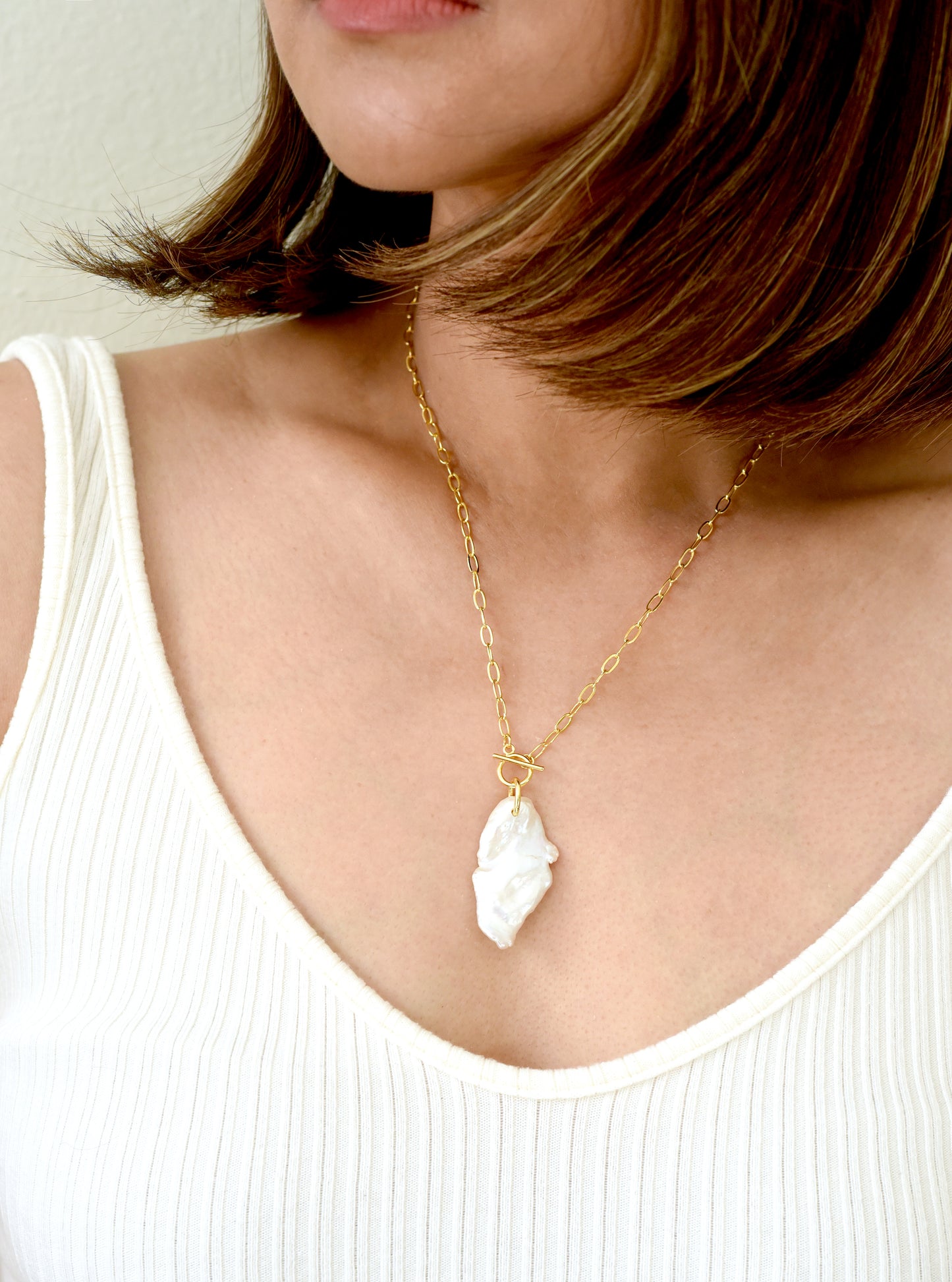 Gold Filled Freeform Baroque Pearl Necklace