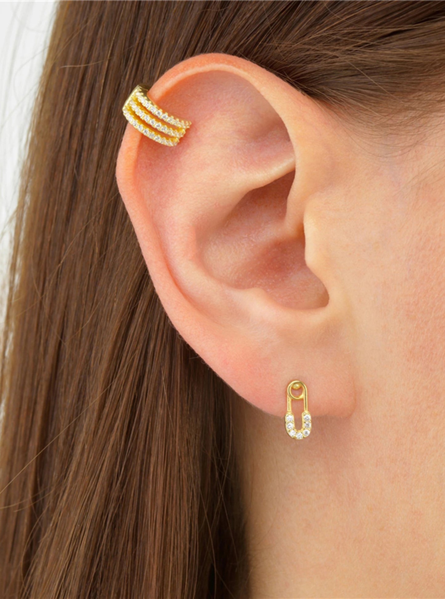 Mini Paper Clip CZ Stud Earrings