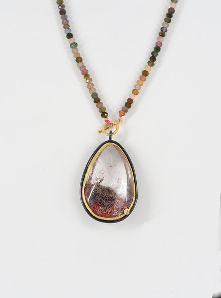 Teardrop Phantom Quartz Statement Beaded Necklace – Felix Z Teardrop Phantom Quartz Statement Beaded Necklace – Felix Z