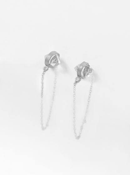 Herkimer Diamond Drop Chain with Diamond Earrings