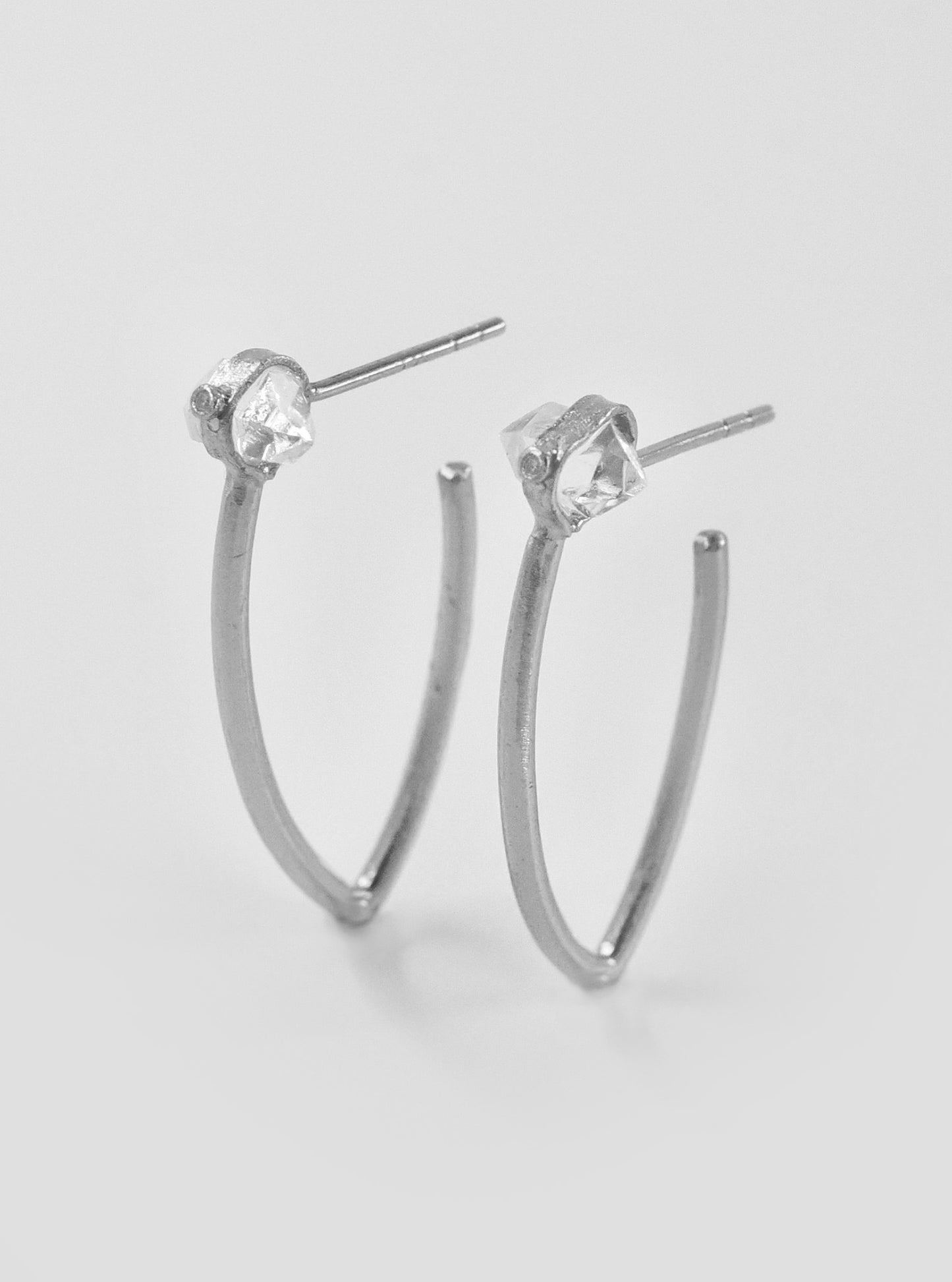 Radiant Aura Herkimer Diamond Long Hoop Earrings
