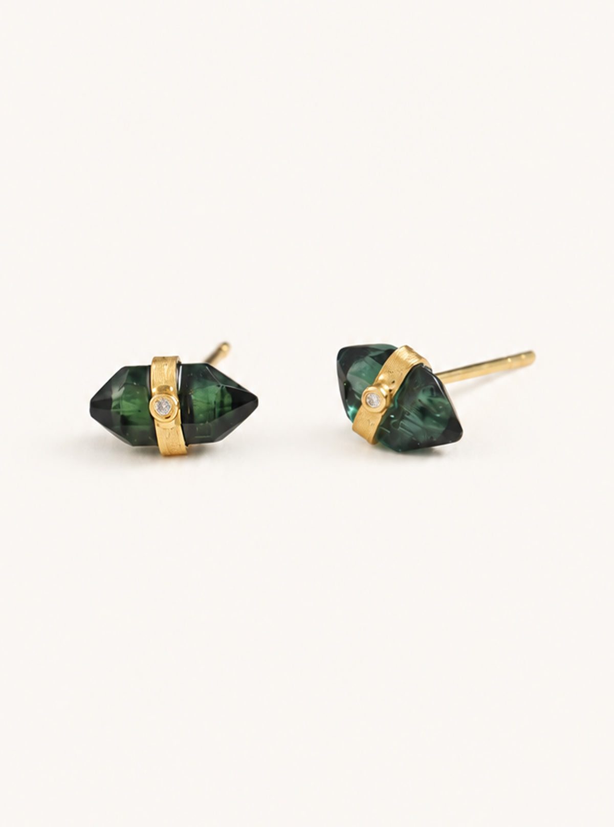 Raw Tourmaline Studs With Diamond