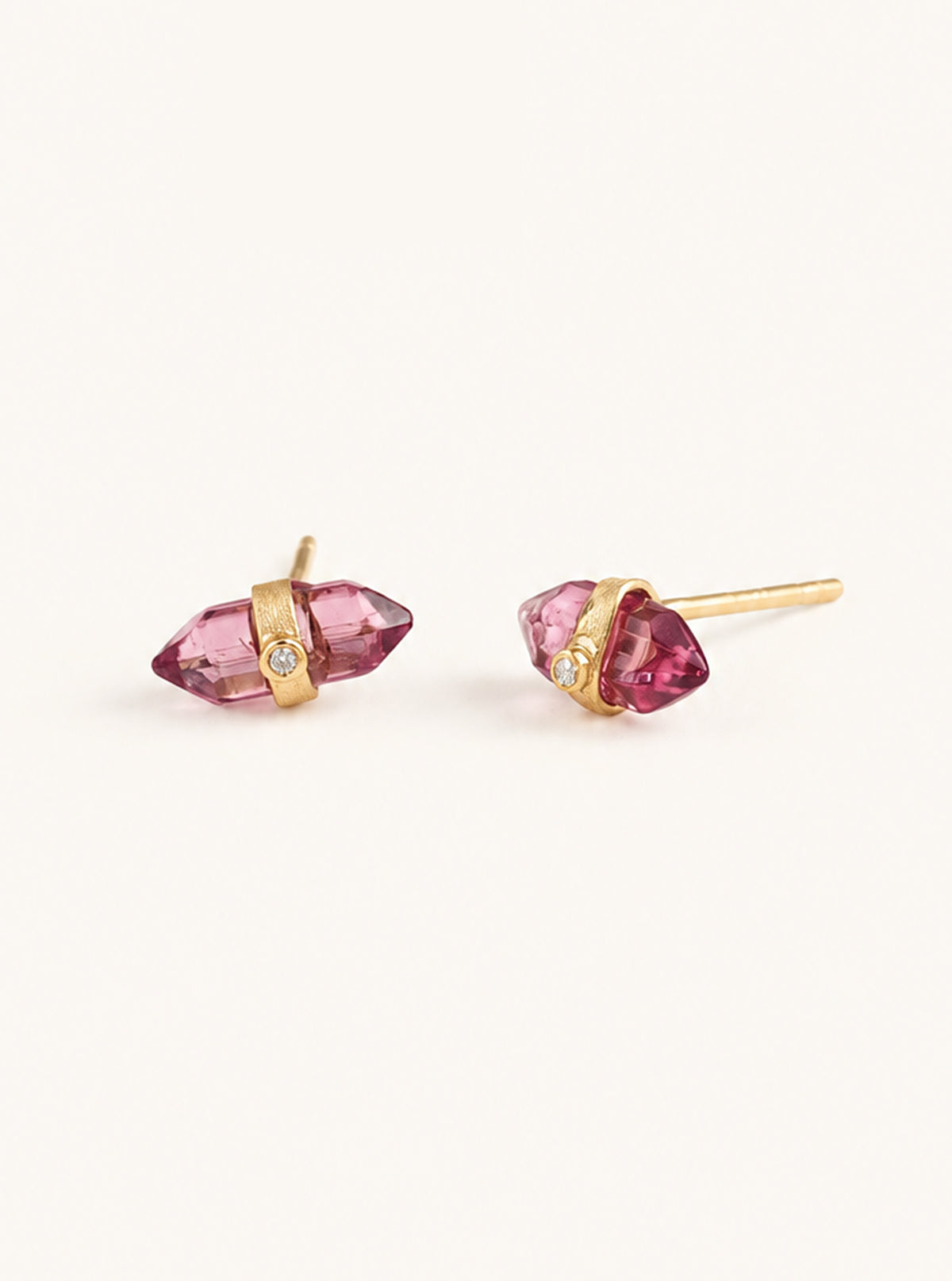 Raw Tourmaline Studs With Diamond
