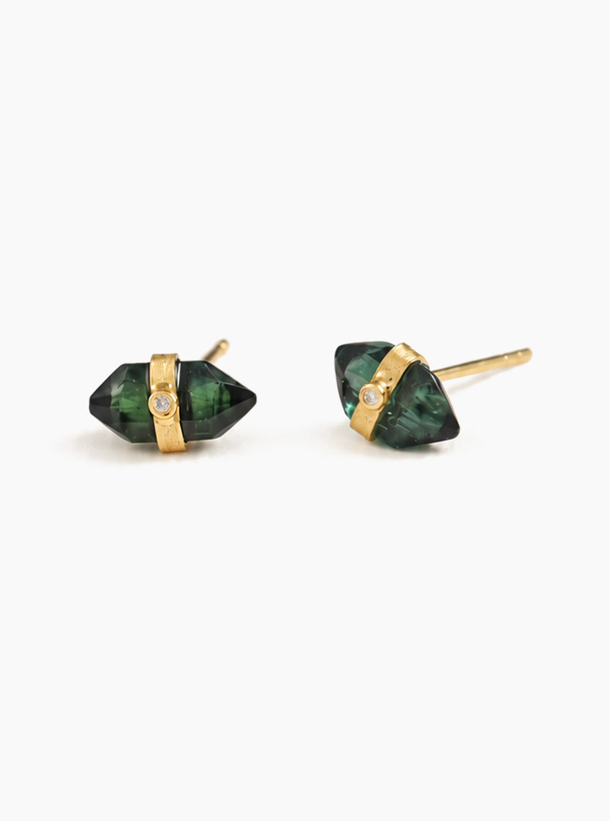 Raw Tourmaline Studs With Diamond