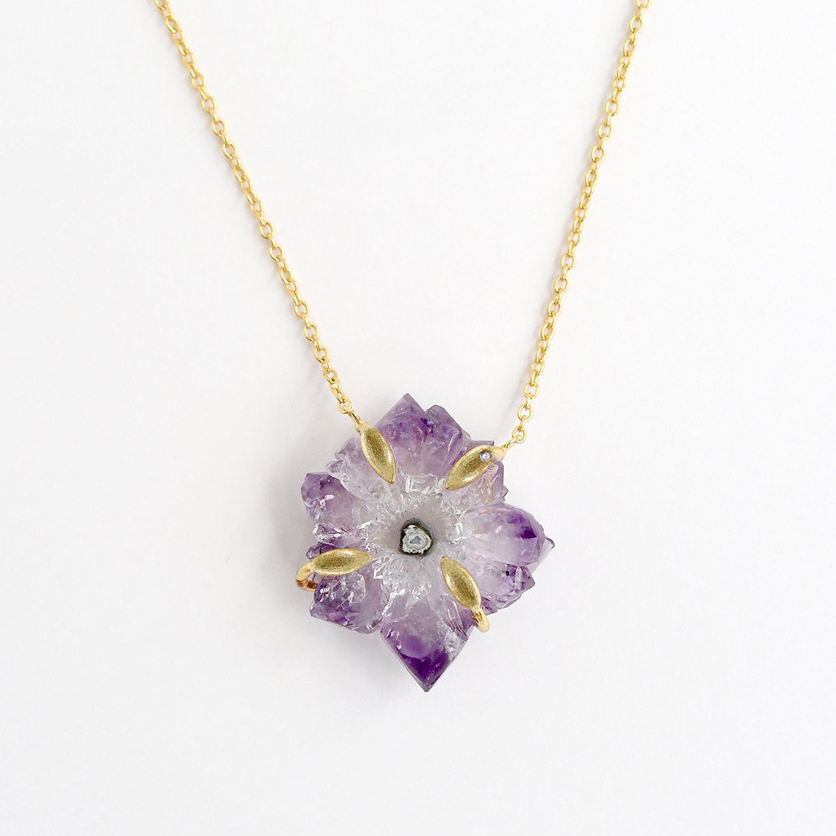 Amethyst Stalactite Flower Necklace