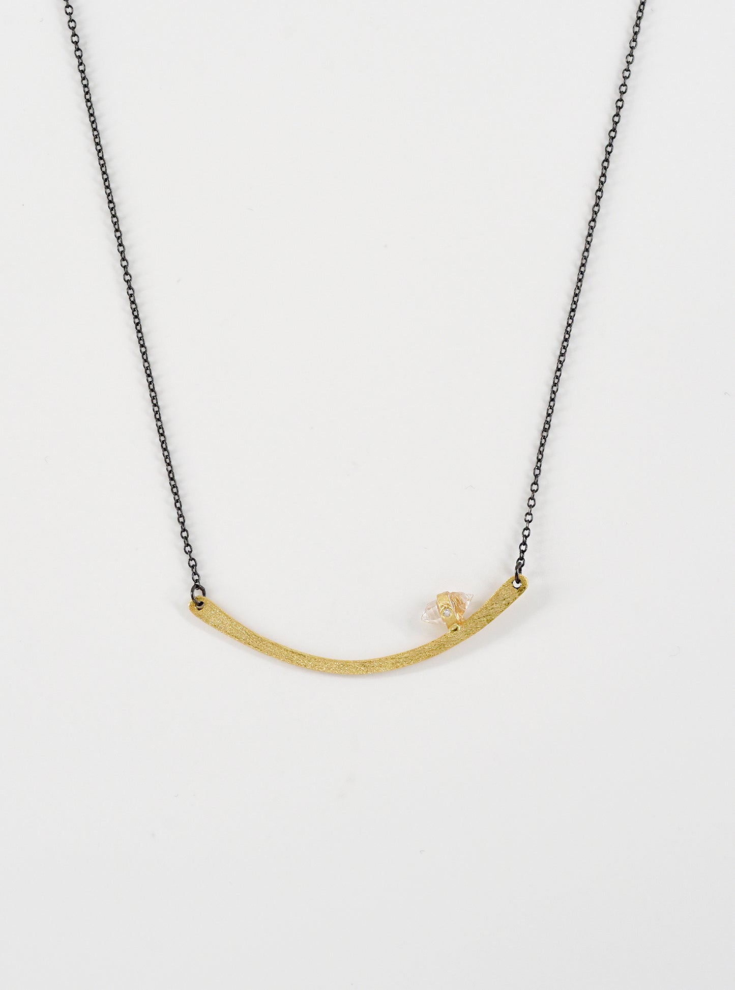 Handmade Curved Bar with Herkimer and Diamond Necklace