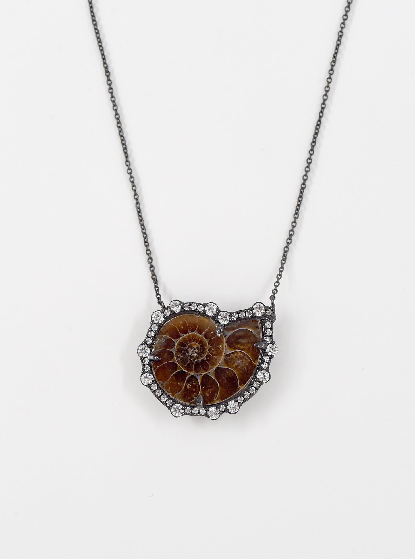 Freeform CZ Rim Ammonite Necklace