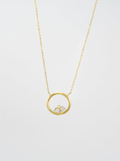 Herkimer Diamond Twiling Halo Necklace with diamond