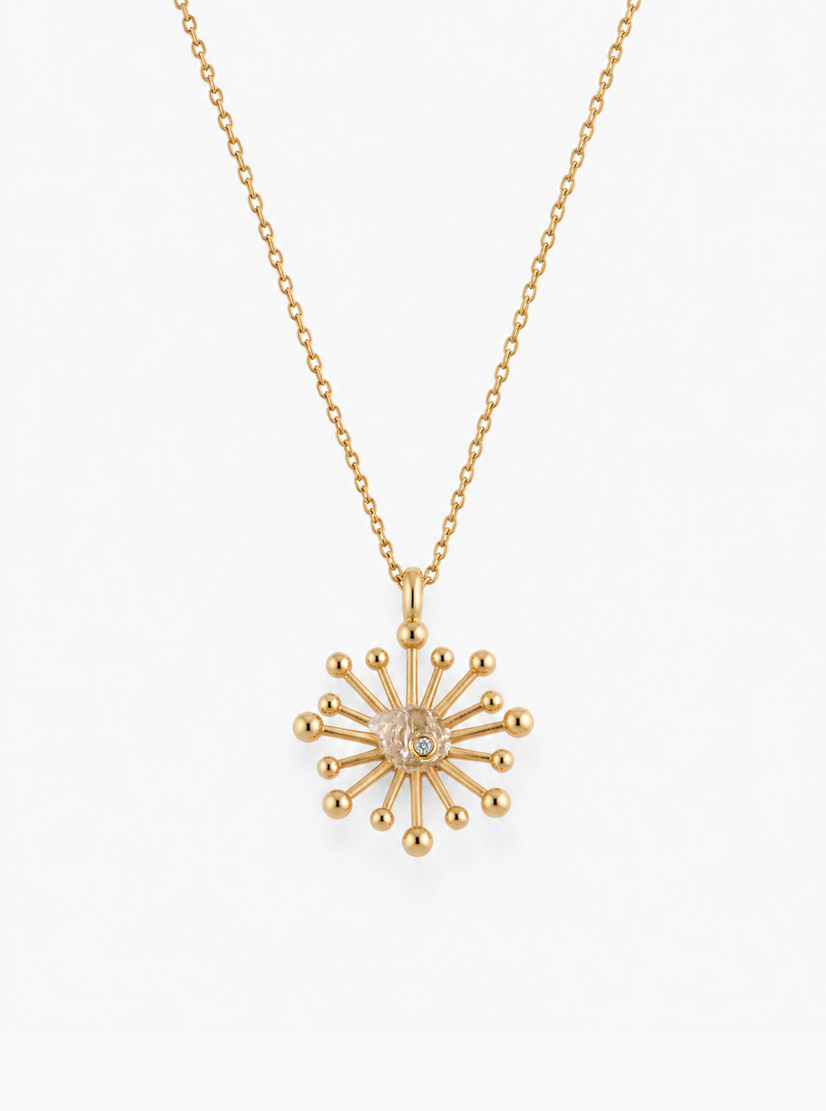 Herkimer Diamond Starburst Necklace with Diamond