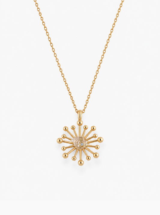 Herkimer Diamond Starburst Necklace with Diamond