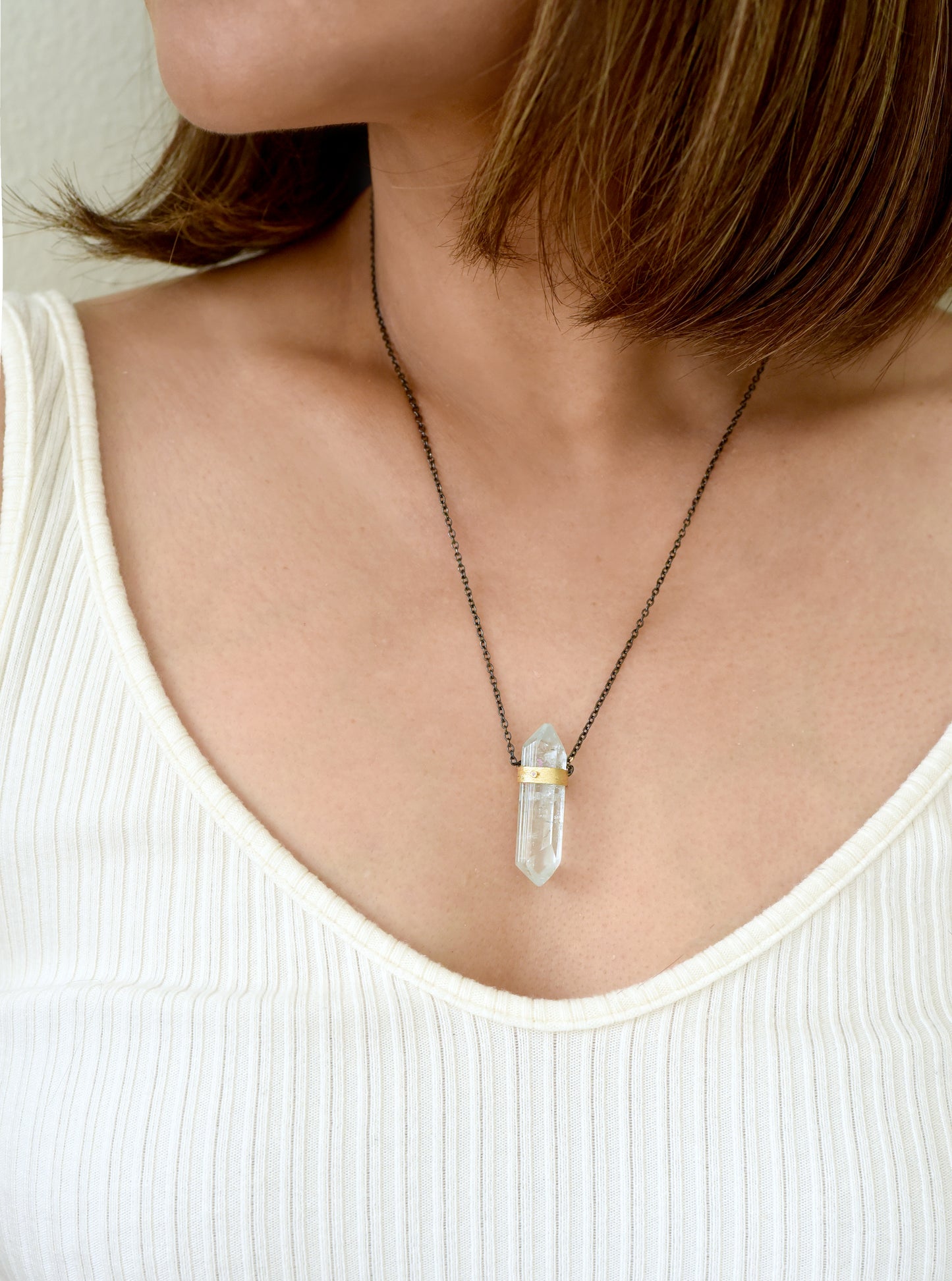 Pure Aquamarine With Diamond Necklace