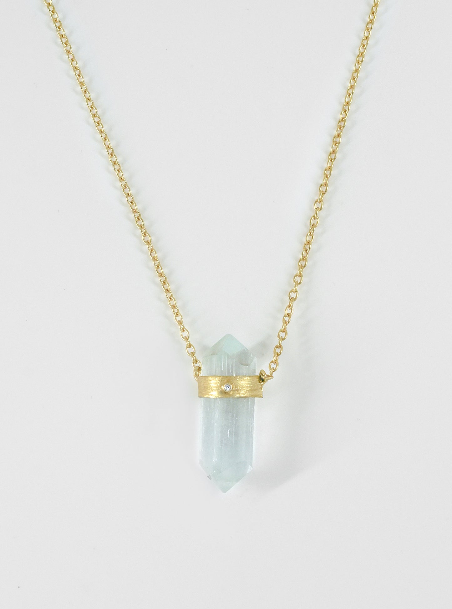 Pure Aquamarine With Diamond Necklace