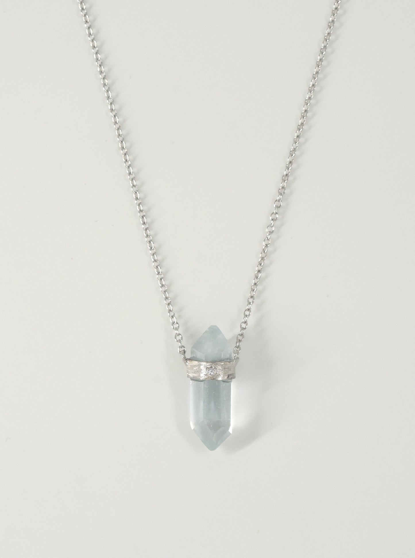 Pure Aquamarine With Diamond Necklace