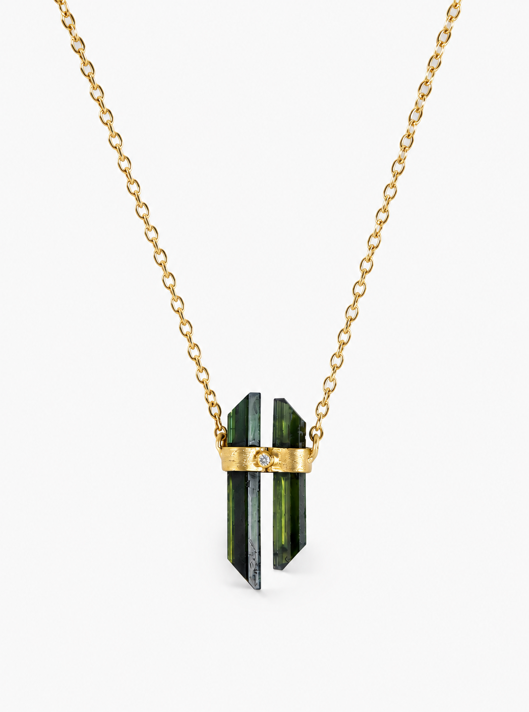 Tourmaline Dagger Necklace With Diamond