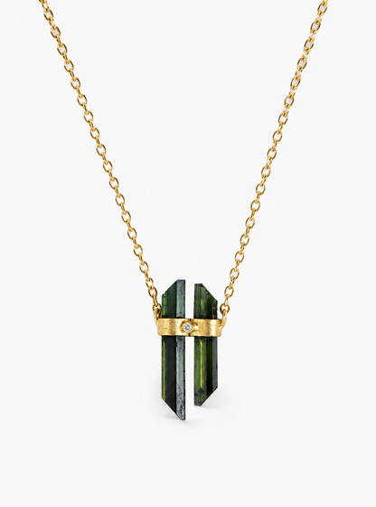 Tourmaline Dagger Necklace With Diamond