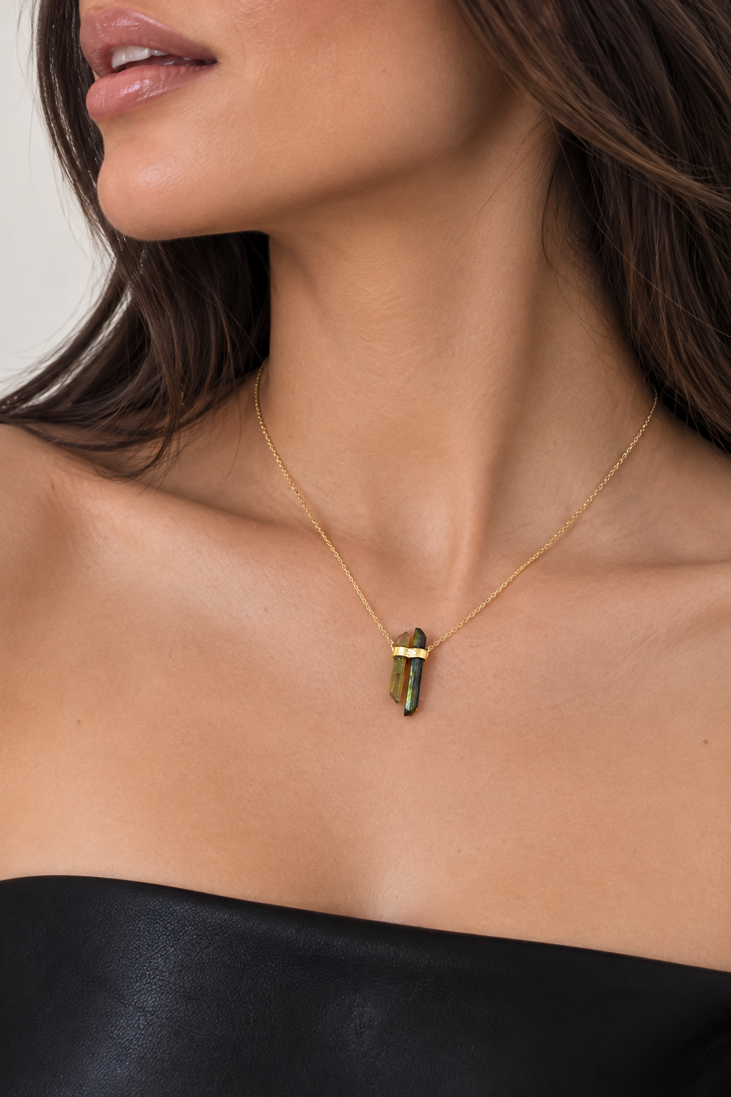 Tourmaline Dagger Necklace With Diamond