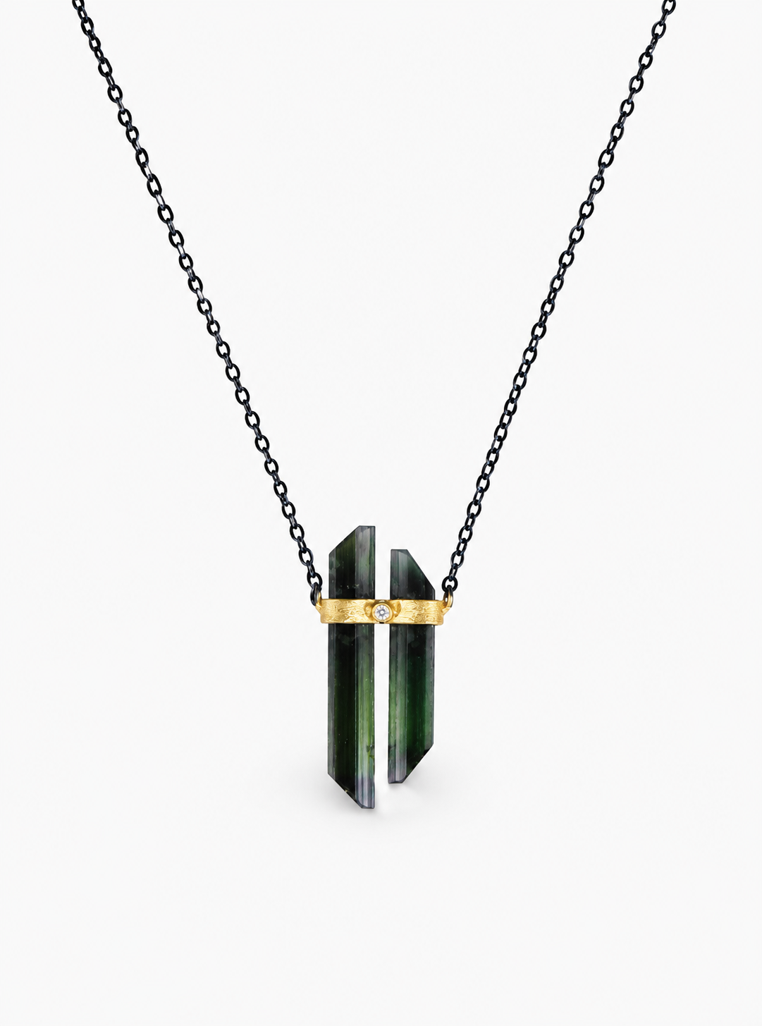 Tourmaline Dagger Necklace With Diamond