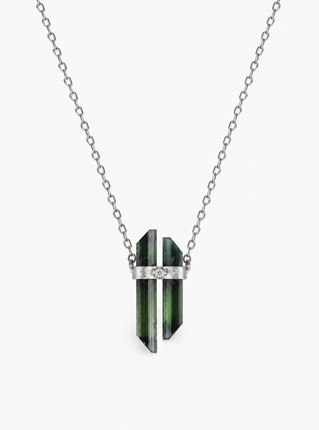 Tourmaline Dagger Necklace With Diamond