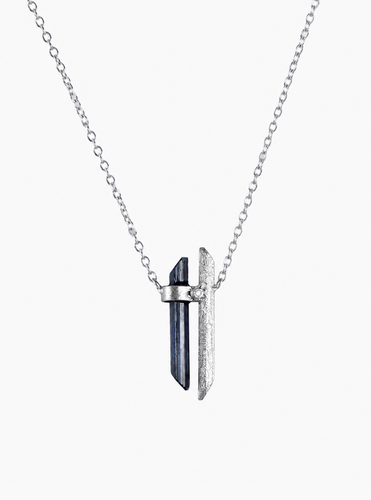 Double Bar Tourmaline Diamond Necklace