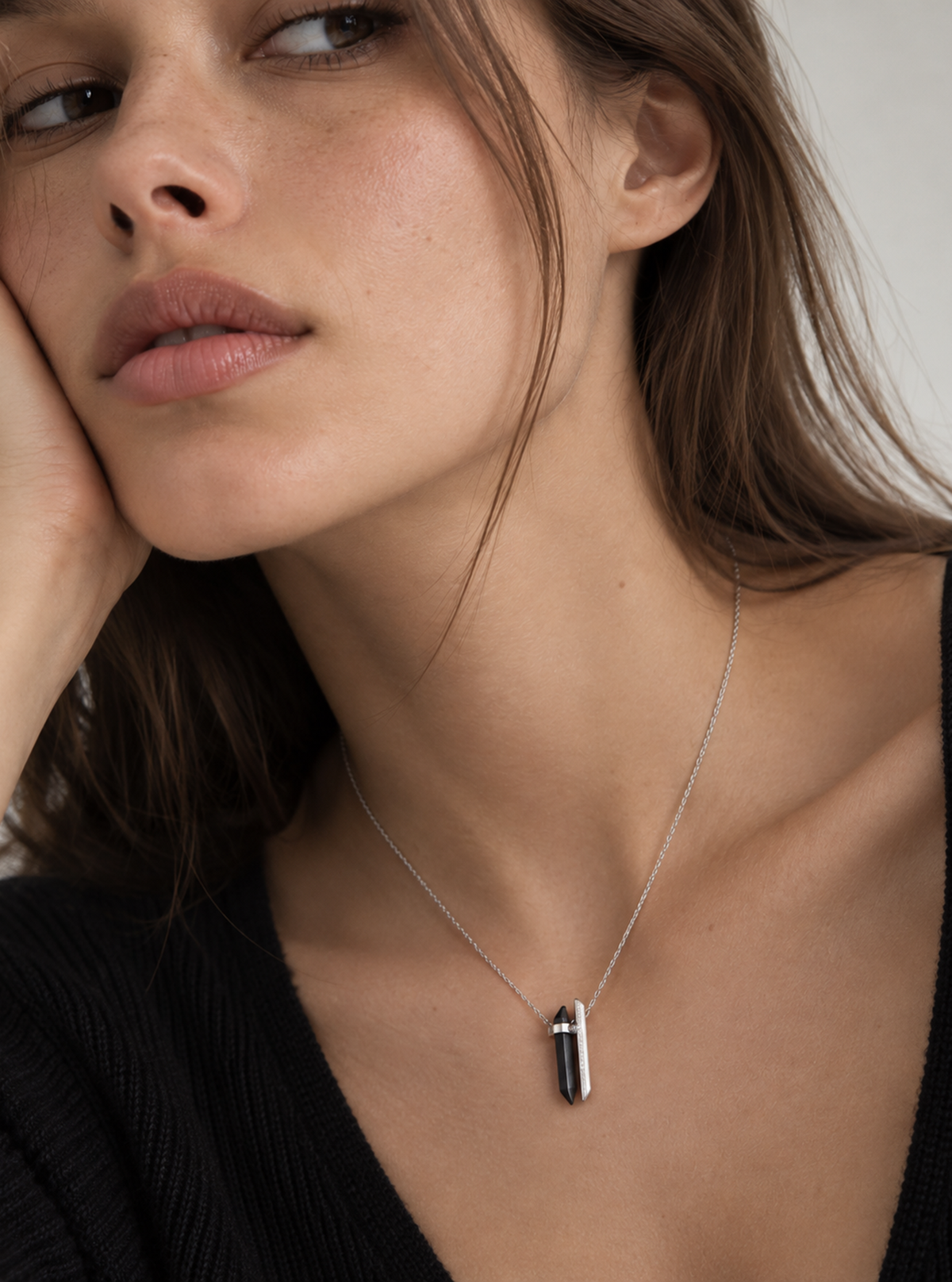 Double Bar Tourmaline Diamond Necklace