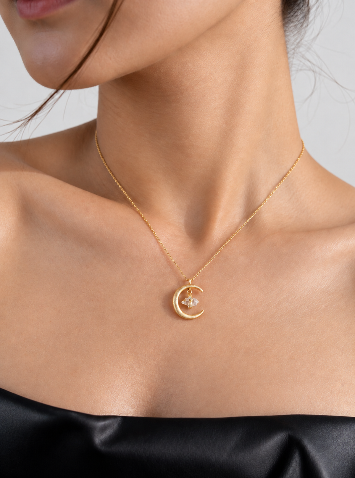 Moon Herkimer Diamond Necklace