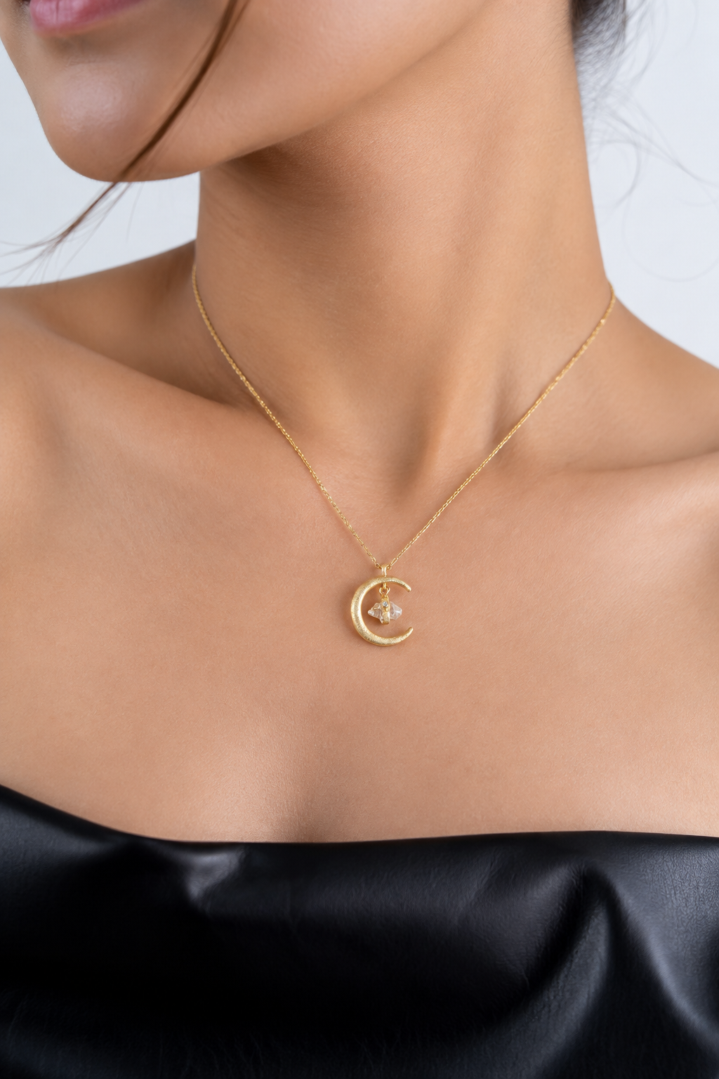 Moon Herkimer Diamond Necklace