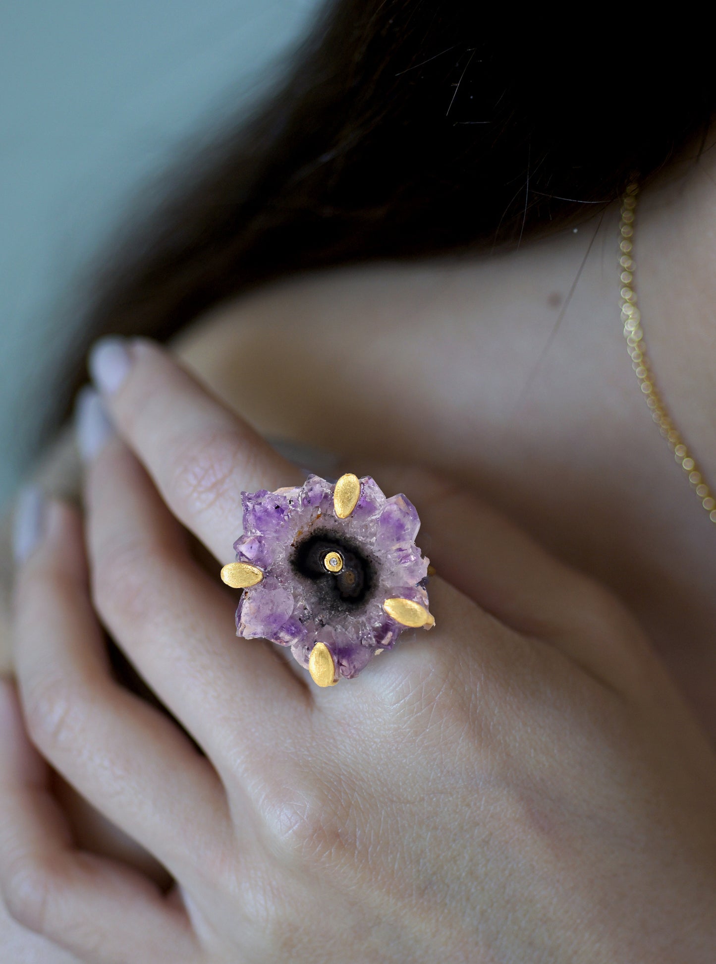 Amethyst Stalactite Flower Ring