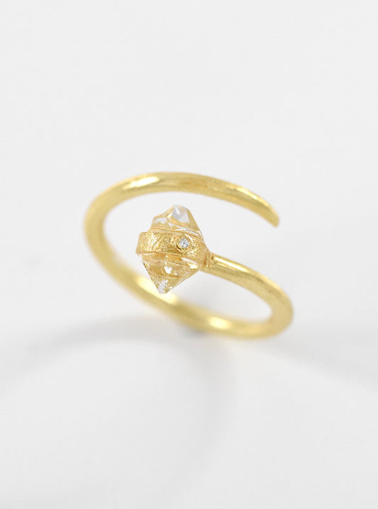 Herkimer Diamond Open Minimalist Nail Ring