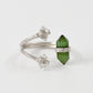 Triple Quartz Herkimer with Tourmaline Diamond Open Ring