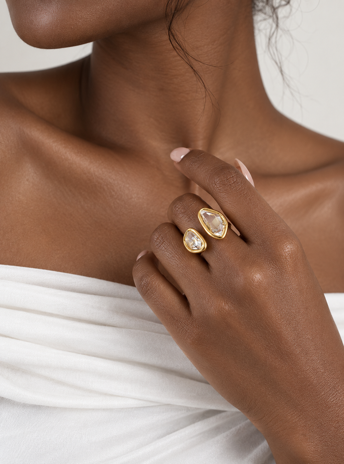 Twin Herkimer Diamond Ring