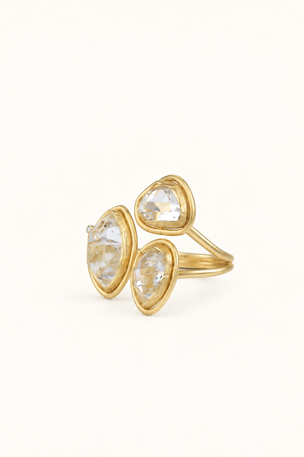 Triple Herkimer Diamond Statement Ring