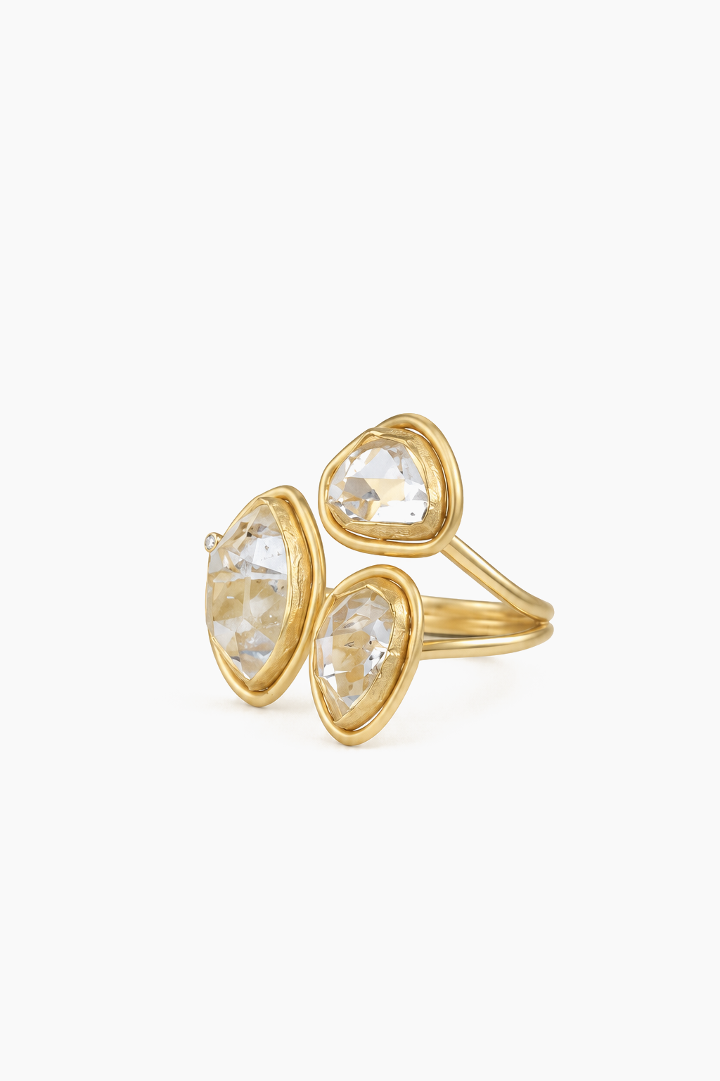 Double Herkimer Diamond Statement Ring